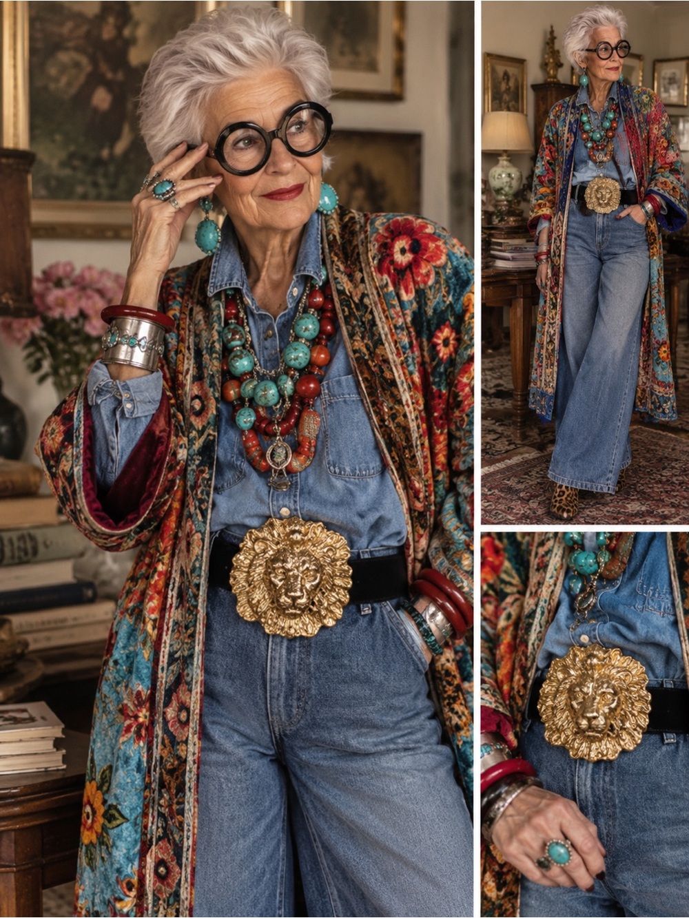 Vintage mimi d n Gold Lion Head Statement Belt